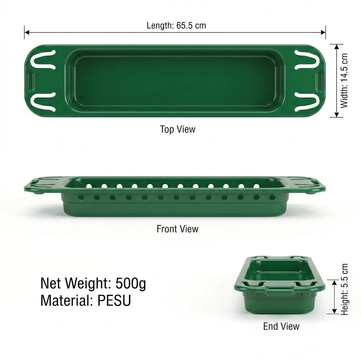 GN 1/3 PESU High-Heat Fire Pan + Waterproof Drain Plate Set (Green, 2-Piece) detail 2