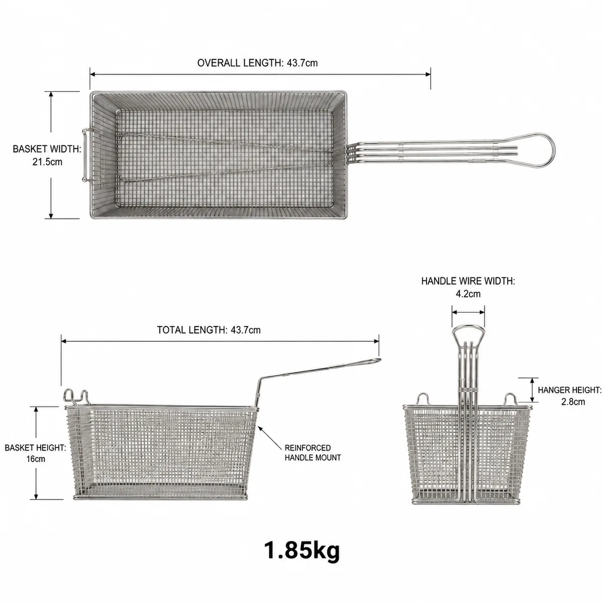 Chicken Wing Fry Basket with Reinforced Handle Mount detail 2